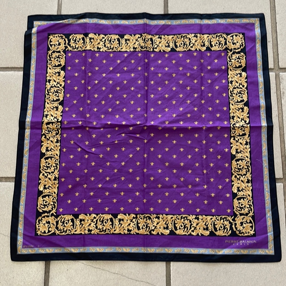 Vintage 1990s Pierre Balmain Paris Handkerchief bandana